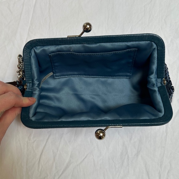 COACH Blue Sequin Wristlet Clutch - Picture 3 of 4